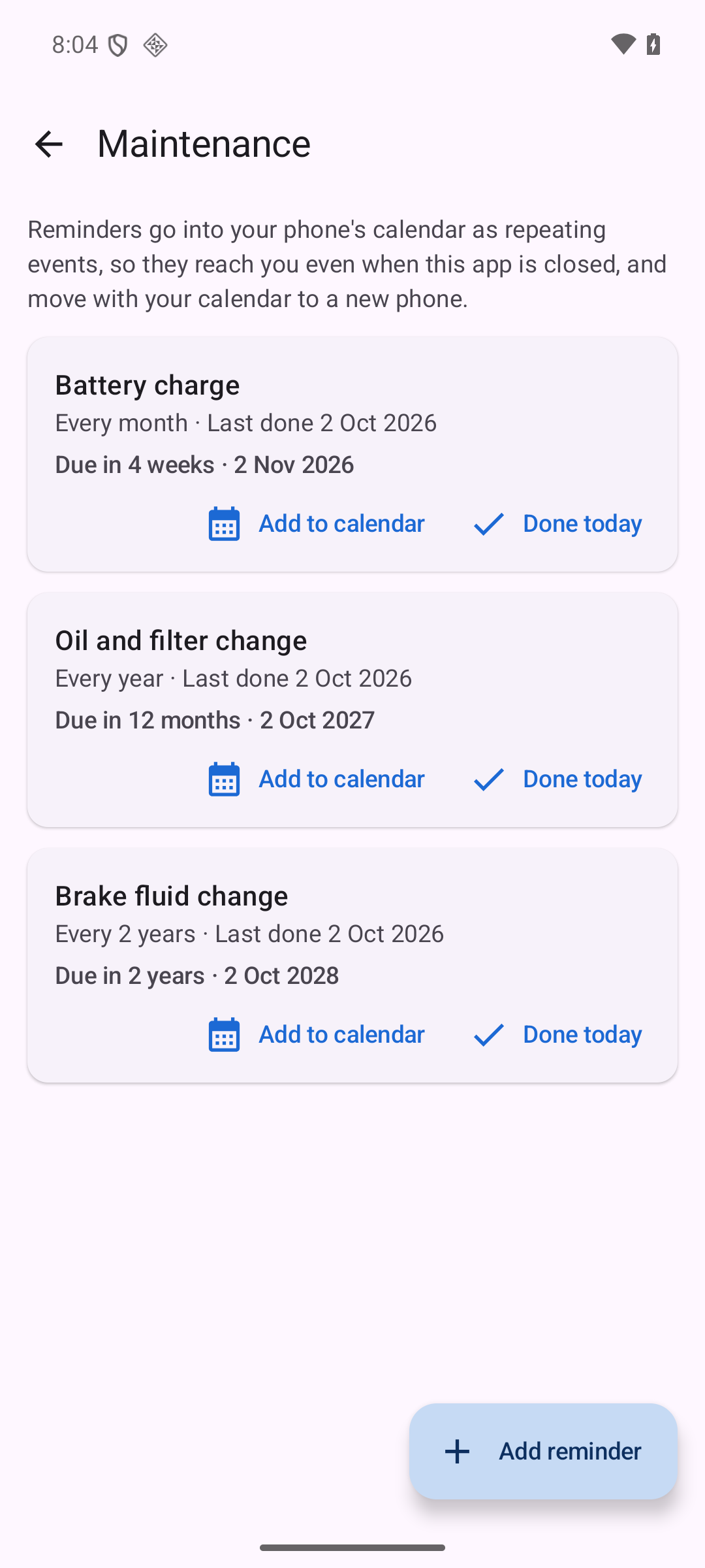 Manuals for BMW Motorrad: maintenance reminders