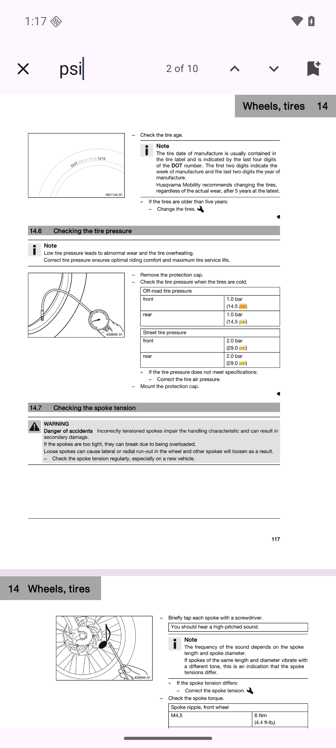 Manuals for Husqvarna: searching inside a manual