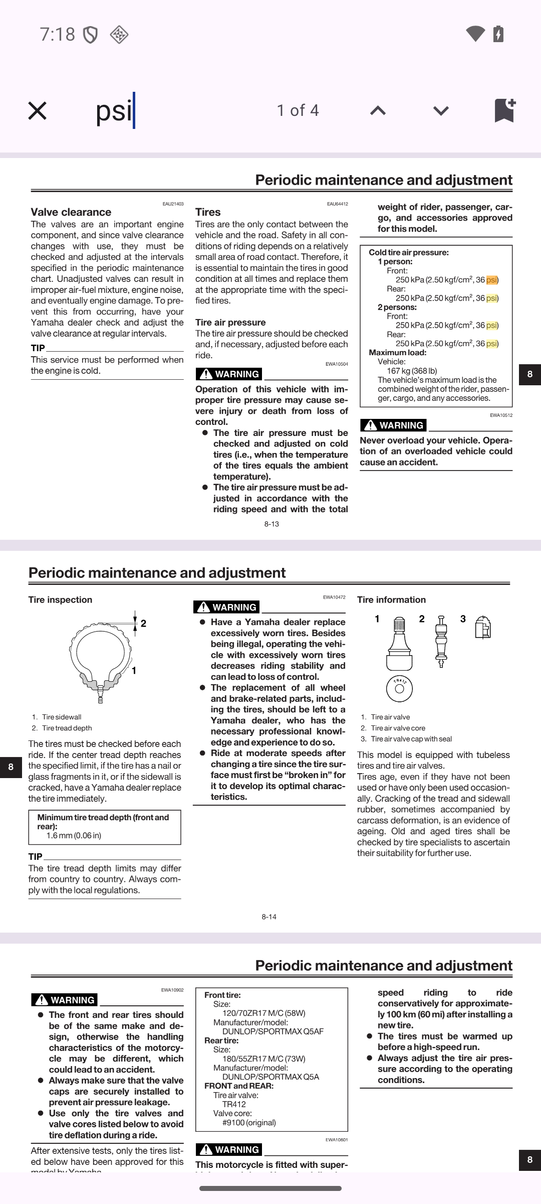 Manuals for Yamaha: searching inside a manual